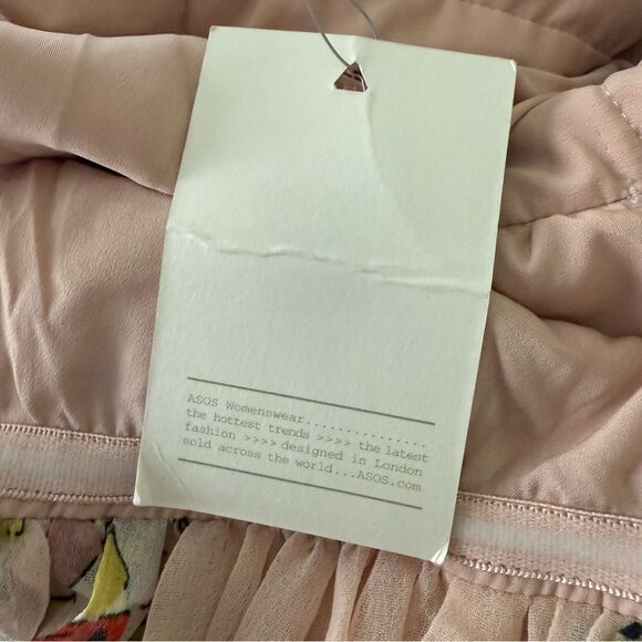 ASOS Curve Pink One Shoulder Flutter Sleeve Lined Maxi Floral Dress Ruched - Picture 9 of 14